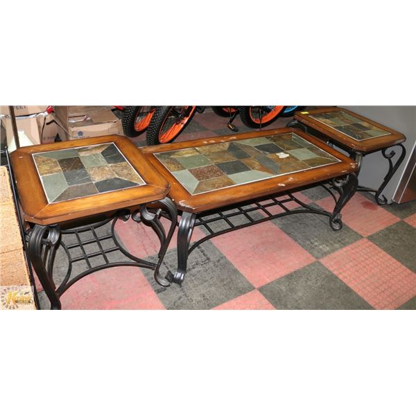 COFFEE TABLE AND 2 SIDE TABLE SET