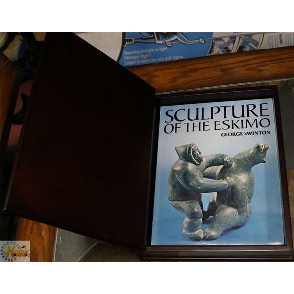 SCULPTURES OF ESKIMO BOOK IN WOOD KEEPSAKE BOX