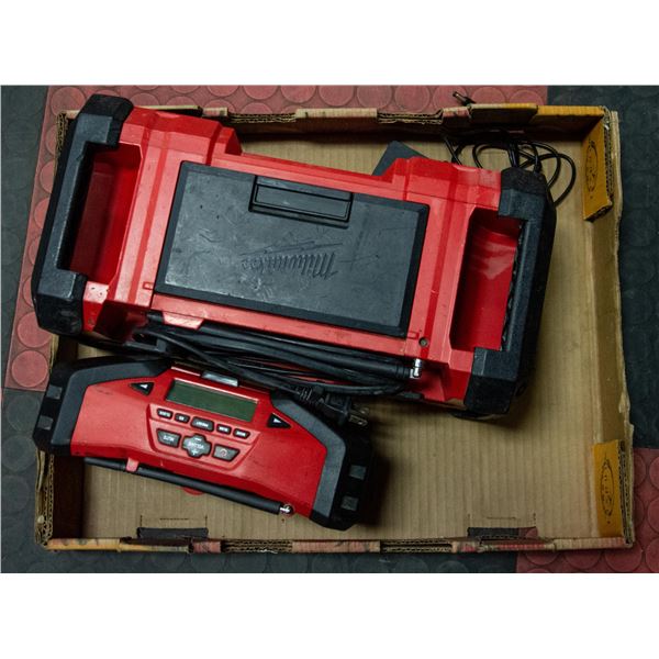 TWO MILWAUKEE JOB SITE RADIOS.