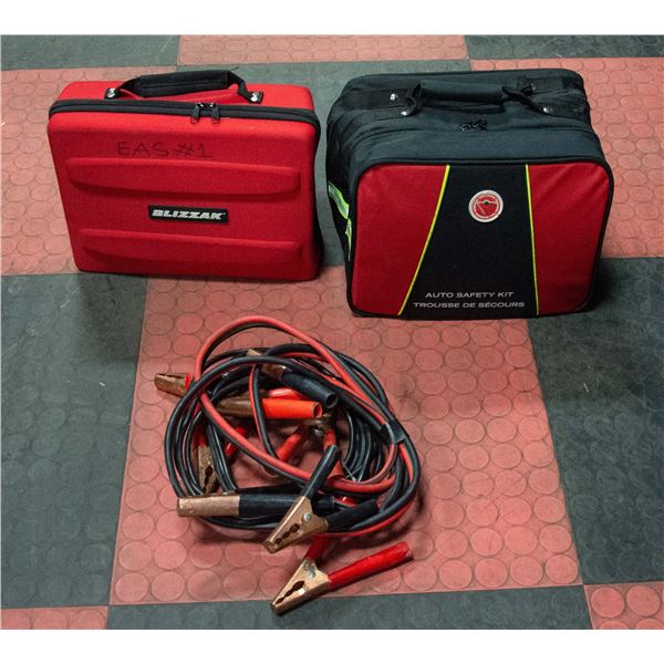 TWO AUTO SAFETY KITS W/ COMPRESSORS. BOOSTER