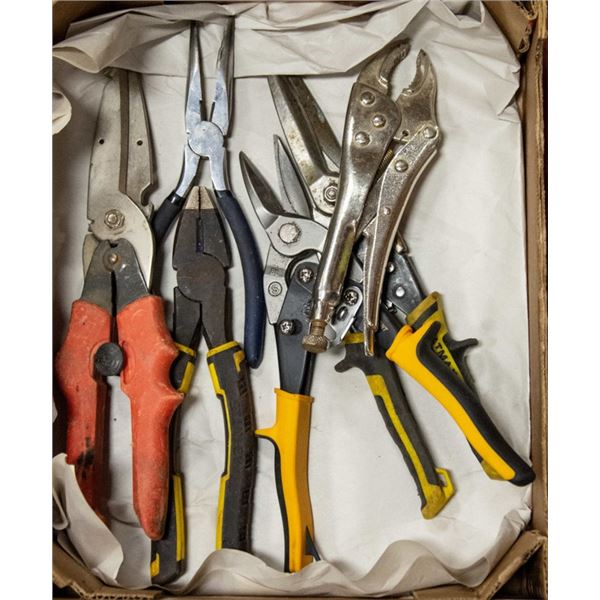 FLAT OF BRAND NAME SHEERS, SNIPS, PLIERS, CUTTERS,