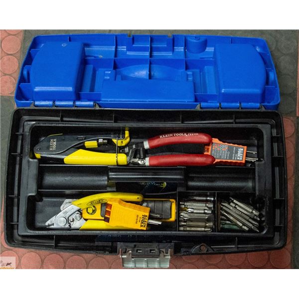 MASTERCRAFT TOOL BOX W/ KLEIN TOOLS, SCREWDRIVERS