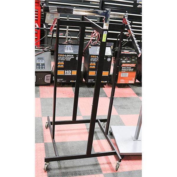 BLACK ROLLING RETAIL CLOTHING RACK