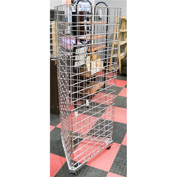 CHROME RETAIL DISPLAY RACK ON WHEELS