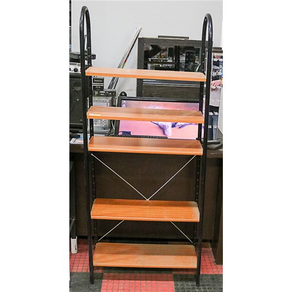 WOOD AND METAL BOOKSHELF 5 SHELVES