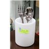 Image 1 : SHOWHOME STONE CYLINDER WITH SALAD FORK AND SPOON