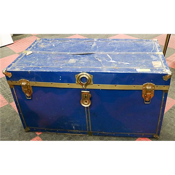 VINTAGE UNION BRAND METAL TRUNK- 35.5" X 19"