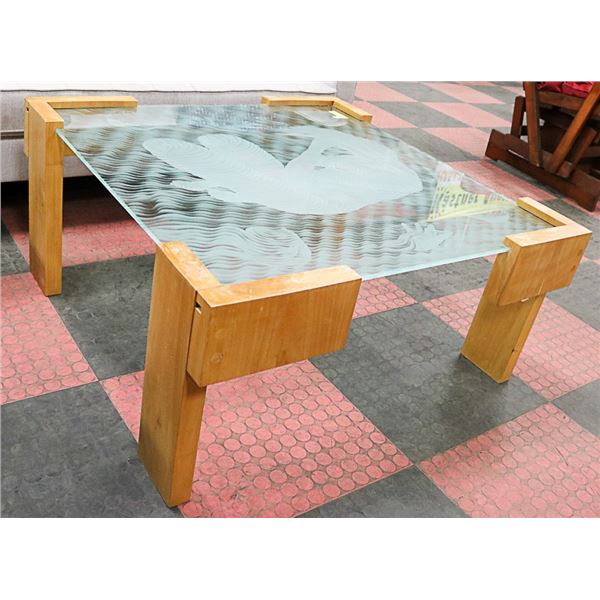 VINTAGE ETCHED & FROSTED GLASS "WOMAN" COFFEE