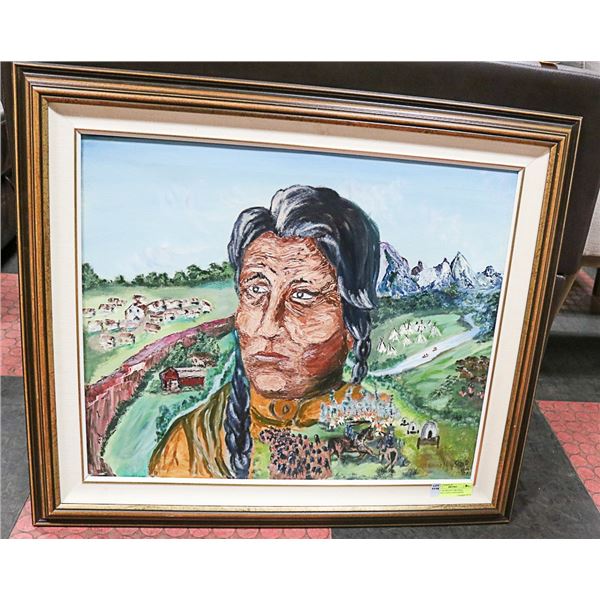 CHIEF CROWFOOT ORIGINAL PAINTING GISELE DESJARDIN