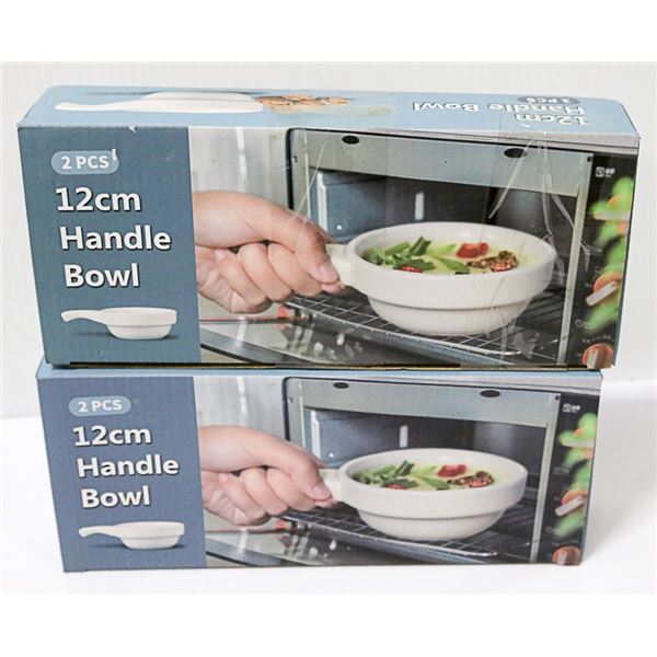 4 NEW SOUP BOWLS WITH HANDLES