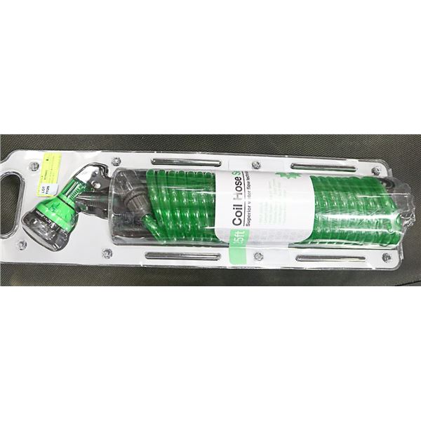 NEW 25FT COIL HOSE & 9 PATTERN SPRAY NOZZLE SET