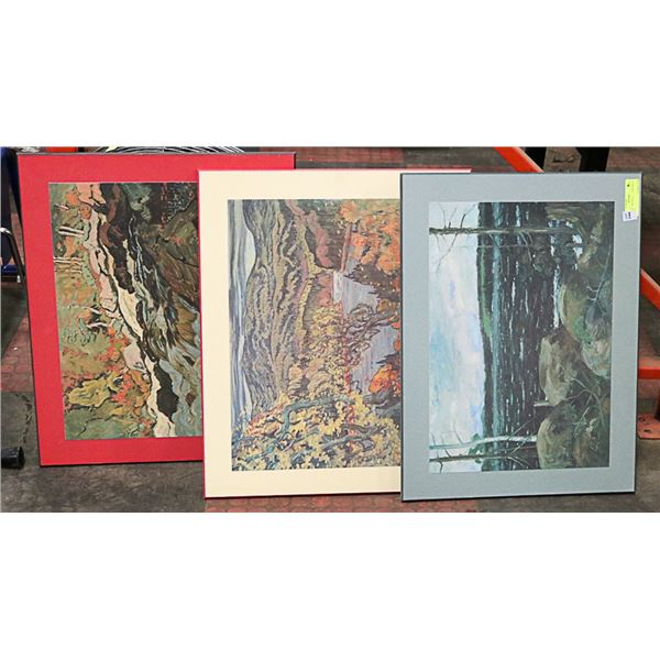 LOT OF 3  "GROUP OF 7" WOOD MOUNT PRINTS
