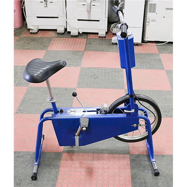 BLUE EXCERCISE BIKE WITH SPEEDOMETER AND ODOMETER