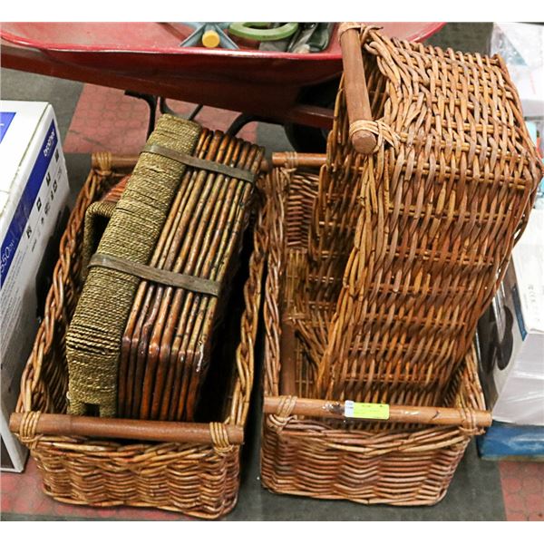 WICKER BASKETS- ASSORTED SIZE/SHAPE- LOT