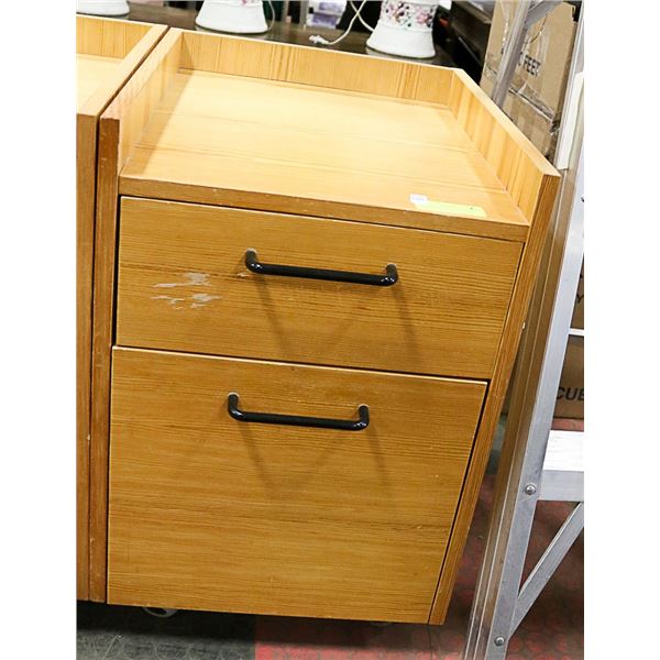 PINE 2 DRAWER ROLLING FILING CABINETS