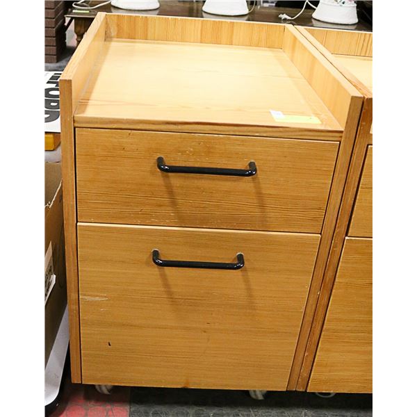 PINE 2 DRAWER ROLLING FILING CABINETS