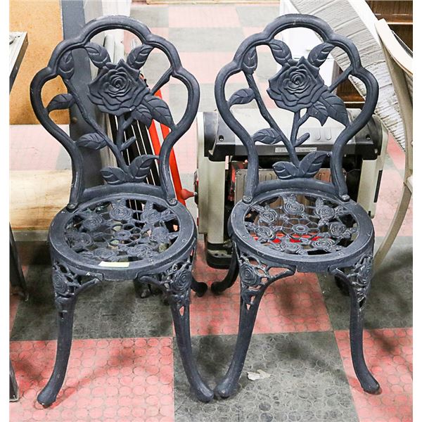 2 BLACK METAL CHAIRS