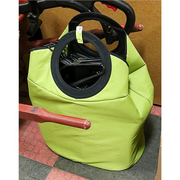 CANVAS LAUNDRY BASKET FILLED WITH HANGER