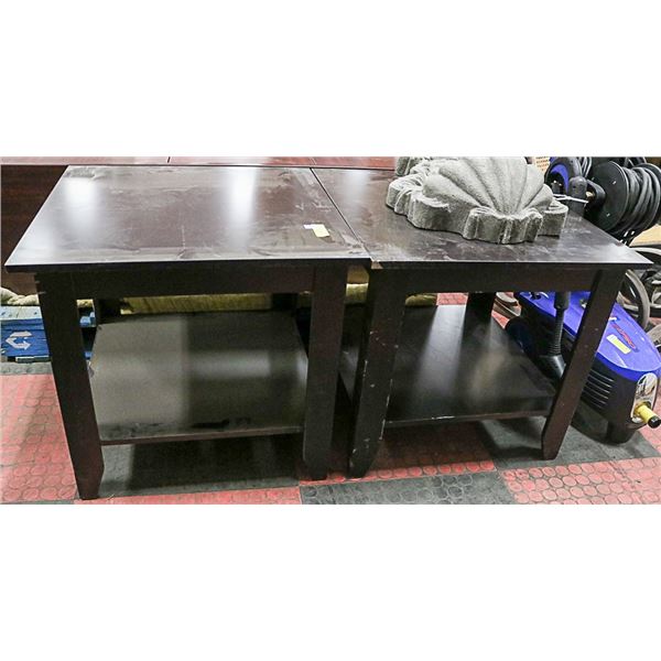 TWO WOODEN SIDE TABLES