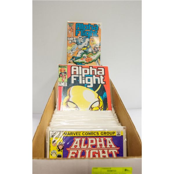LONG BOX WITH ALPHA FLIGHT COMICS