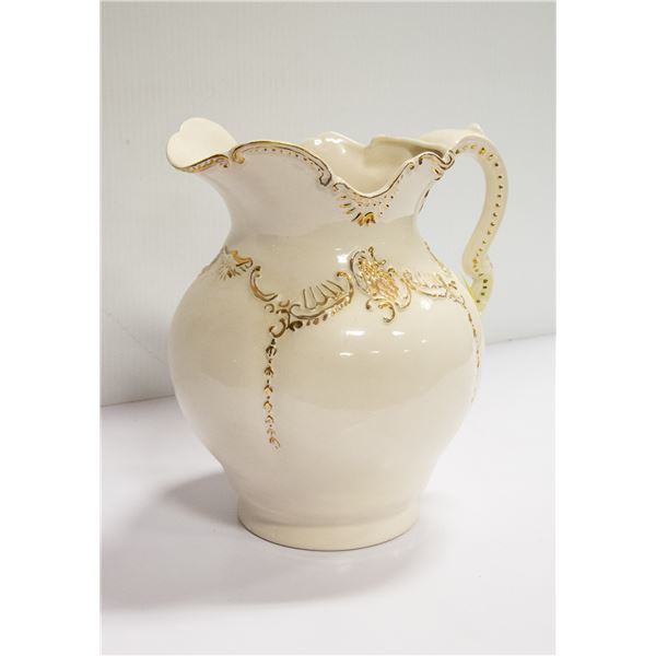 10.5" INCHES TALL WHITE CERAMIC PITCHER