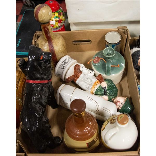 FLAT OF EMPTY COLLECTIBLE LIQUOR BOTTLES