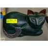 Image 1 : LARGE GREEN WOOD FLOOR CAT STATUE