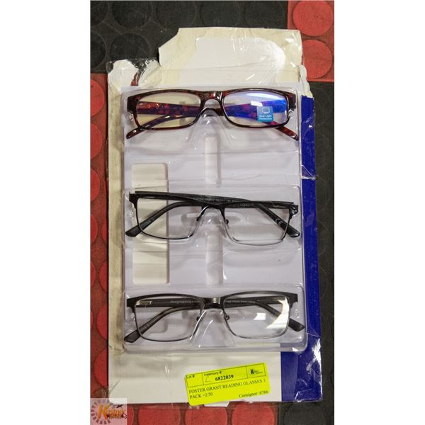 FOSTER GRANT READING GLASSES 3 PACK +2.50