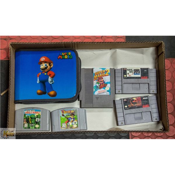 FLAT OF VINTAGE NINTENDO GAMING CARTRIDGES INCL.