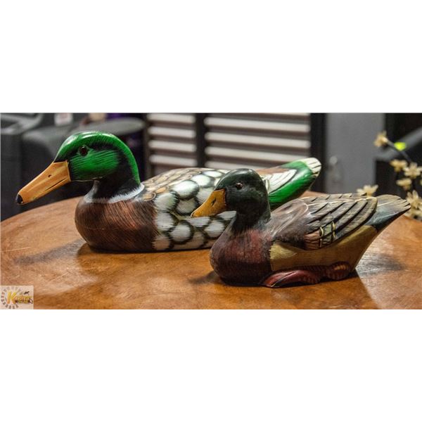 PAIR OF HAND PAINTED WOOD DUCKS