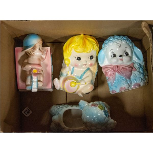 4 VINTAGE HEAD VASE PLANTERS