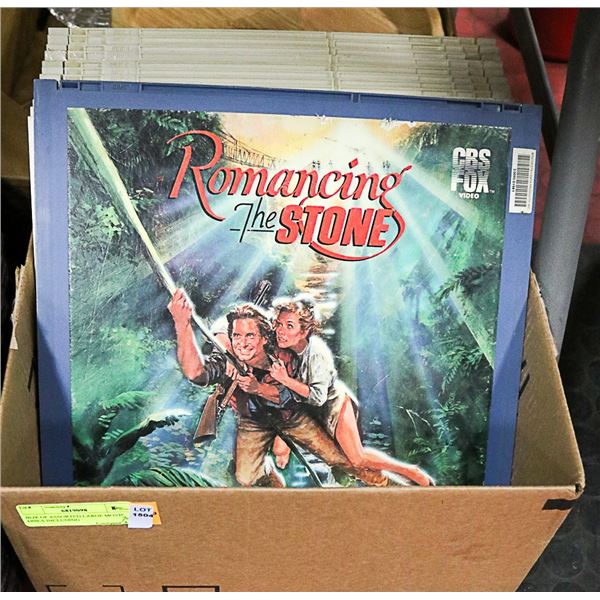BOX OF ASSORTED LARGE MOVIE DISCS INCLUDING