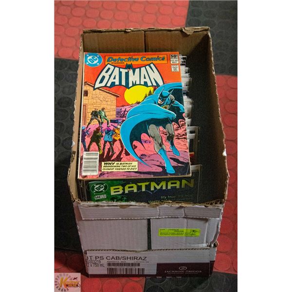BOX OF COMIC BOOKS WITH BATMAN, SPIDERMAN AND MORE