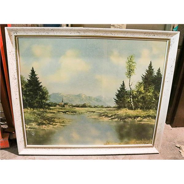 MOUNTAIN & RIVER SCENE PICTURE SIGNED BY ARTIST