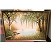 Image 1 : OIL ON BOARD PICTURE OF BOATS ON LAKE, SIGNED