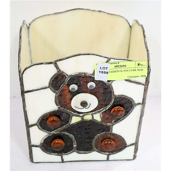 LARGE STAINED GLASS CUBE BOX