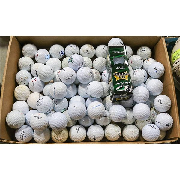 FLAT OF RECLAIMED GOLF BALLS, INCLUDES NEW SLEEVE