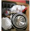 Image 1 : LARGE BOX OF BAKING ITEMS INCL 7 ST. STEEL MIXING