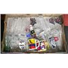 Image 1 : LARGE FLAT OF BEER GLASSES, 2 CUPS & VARIETY OF