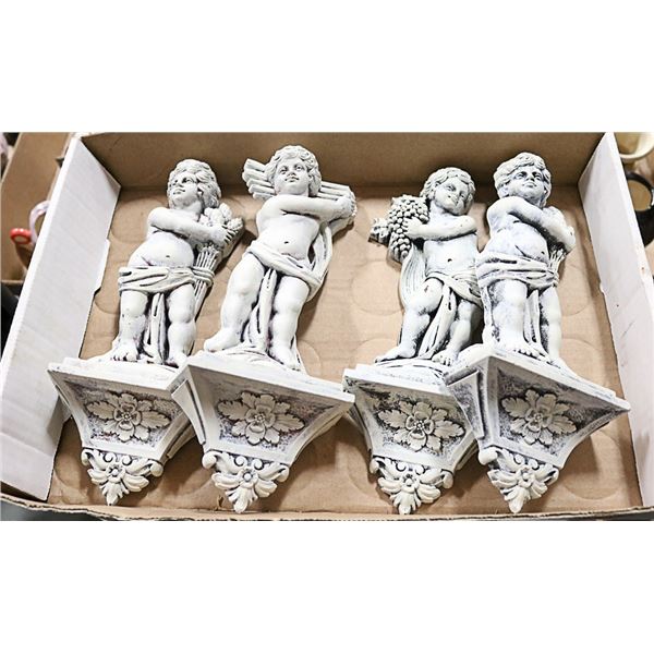 4PC VINTAGE CHALKWARE WALL HANGING SET