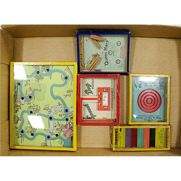 6 HANDHELD ANTIQUE PUZZLES MADE IN ENGLAND 1940'S