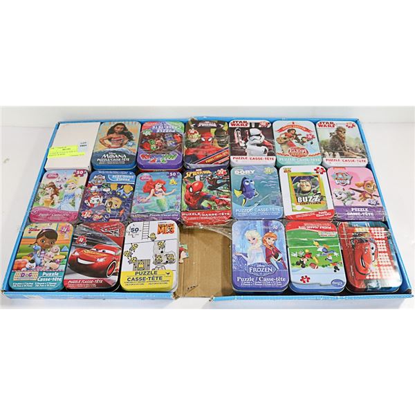 19 TINS W/ PUZZLES NEW IN PACK MARVEL & MORE