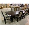 Image 1 : LARGE DINING TABLE WITH 2 LEAF INSERTS & 6 ZEBRA PATTERNED CHAIRS APPROX. 100 X 42"
