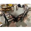 Image 3 : LARGE DINING TABLE WITH 2 LEAF INSERTS & 6 ZEBRA PATTERNED CHAIRS APPROX. 100 X 42"