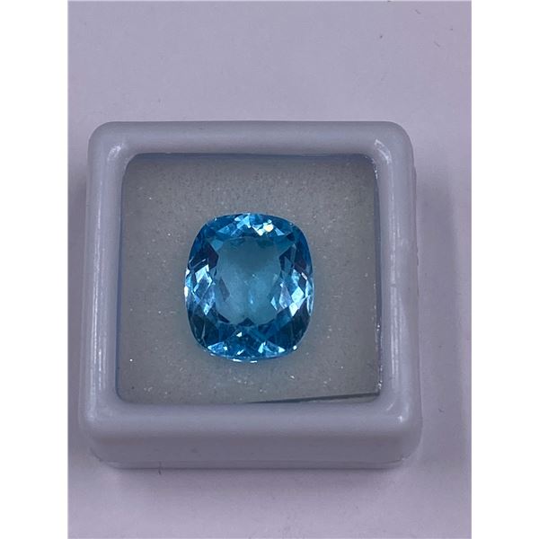 BIG SWISS BLUE TOPAZ 12.36CT, 13.9 X 11.8 X 8.2MM, CUSHION CUT, CLARITY VVS, BRAZIL