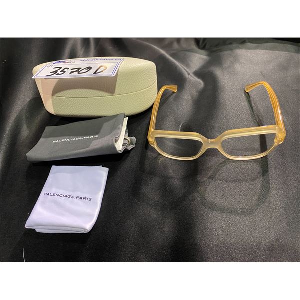 NEW WITH CASE BALENCIAGA TAN FRAME GLASSES