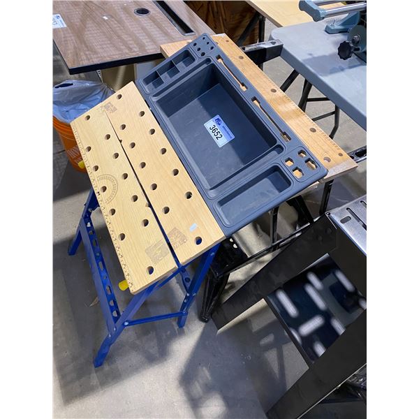 2 SAW HORSE WORKMATE PLUS TABLES