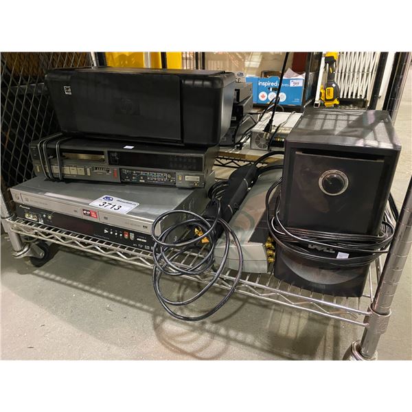 VHS+DVD PLAYER COMBO, PRINTER, SPEAKERS, & MORE