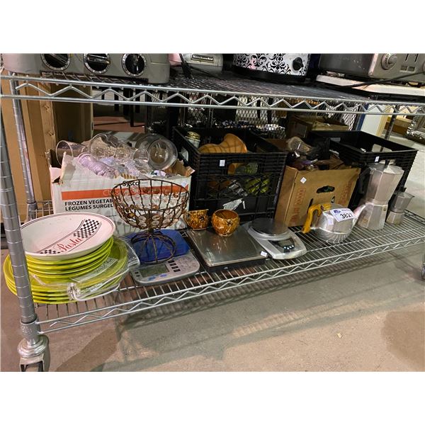ASSORTED DISHWARE & KITCHEN RELATED ITEMS