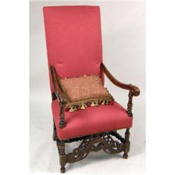 A BAROQUE STYLE WALNUT ARMCHAIR